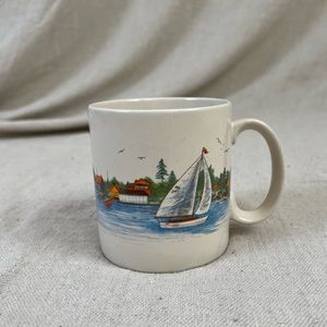 Vintage Sailboat & Shore Mug